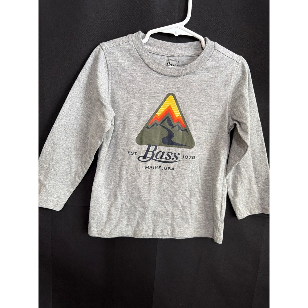 G.H.‎ Bass & Co Long Sleeve Graphic Tee 3T Gray Outdoorsy Mountain Maine USA